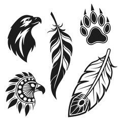 Tribal eagle feather paw print symbols eagle head tribal tattoo