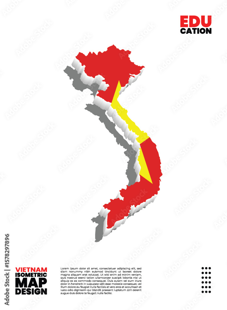 Aufkleber isometric map design with flag overlay of vietnam can be use for design element, education and infog