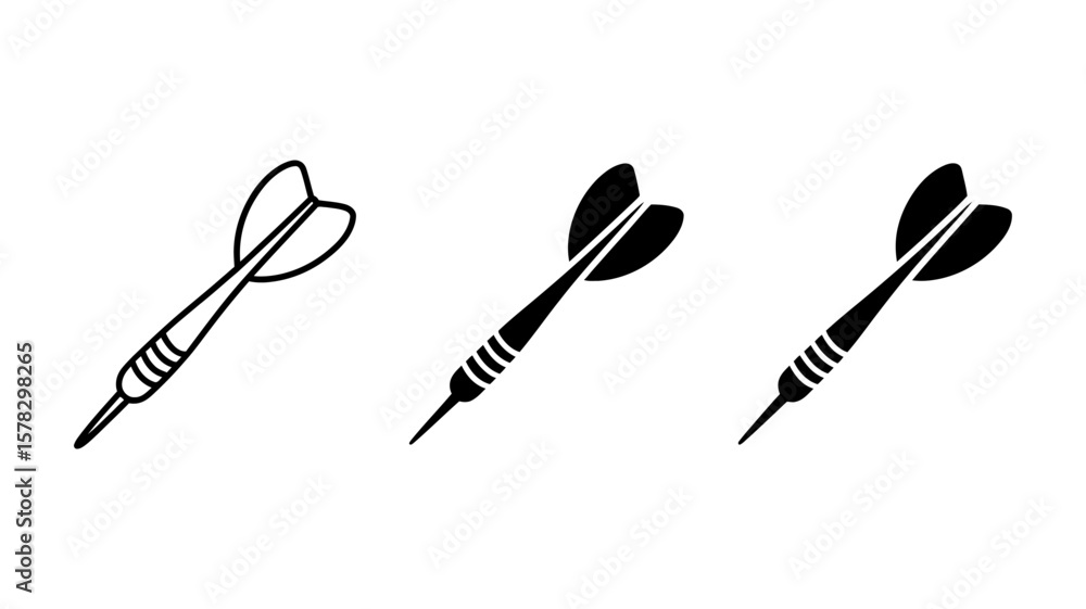 Poster vector art of three dart icons isolated on white background, representing accuracy, precision, and t