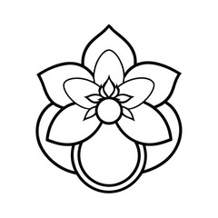 Mandala Outline Ring With Orchid Petal Curls Line Art Vector Floral Frame Decorative Ornament