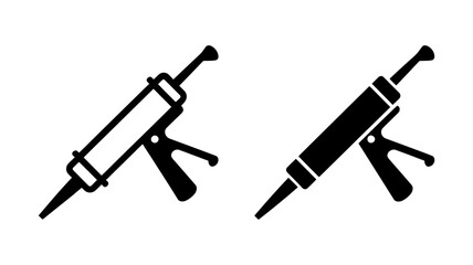 Vector art of a black and white vector illustration of a caulk gun, a tool used for applying sealant, isolated on white background