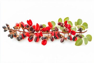 highly toxic lectin producing plants including castor bean rosary pea isolated on white transparent background educational botanical arrangement