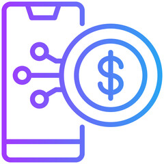 Digital money icon for digital finance, business, website, application, printing, document, poster design, etc