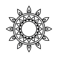 Native American Inspired Mandala Ring Design Vector Tribal Pattern Outline Frame Cultural Art
