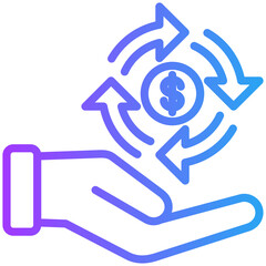 Cash flow icon for digital finance, business, website, application, printing, document, poster design, etc