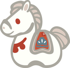 馬　うま　動物　土鈴　年賀2026　年賀状素材　2026　午年　午　和風　モダン　かわいい　イラスト