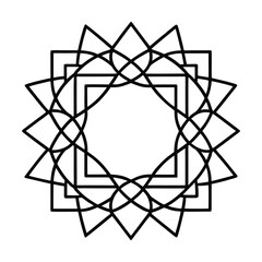 Fototapeta premium Square Based Mandala Border With Geometric Loops Vector Line Art Grid Outline Pattern Design