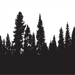 Obraz premium Pine Forest Treeline Silhouette - Nature Landscape Vector