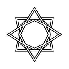 Obraz premium Thin Line Triangle Pattern Mandala Border Vector Art Geometric Frame Outline Abstract Design
