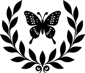 Fototapeta premium black and white butterfly, butterfly, vector, pattern, design, tattoo, ornament, illustration, floral, decoration, insect, flower, vintage, nature, art, silhouette, set, black, element, wing, decor, s