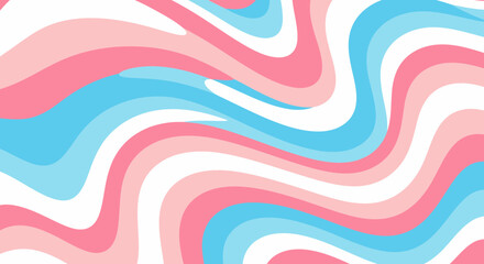 Wavy transgender pride flag design in pink, white, and blue