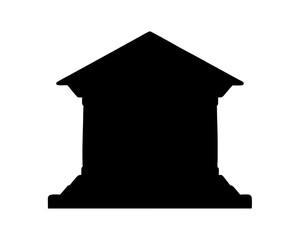 Silhouette of a classic Greek or Roman style building architecture structure