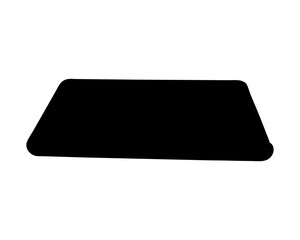 Solid black rectangular block silhouette, a simple shape on white background