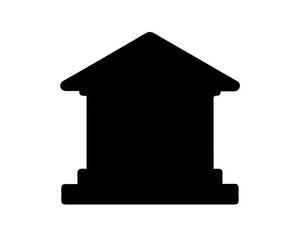 A simple silhouette of a generic building resembling a governmental or bank establishment