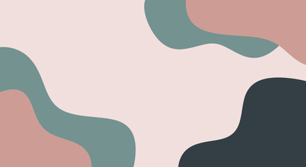 Artistic abstract background features fluid shapes and muted pastel colors