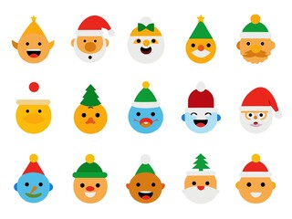 Photo of a collection of christmas emojis isolated on white background
