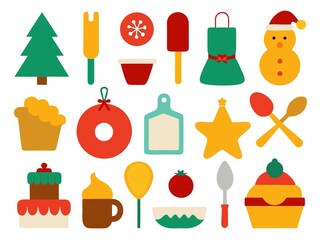 Photo of christmas cooking elements isolated on white background