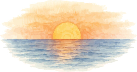 Obraz premium Sunset kissing the sea in watercolor style