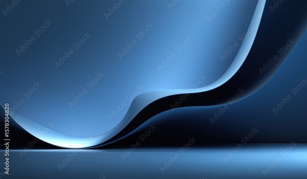 Aufkleber an elegant abstract blue background with minimalist curved lines, balancing light and dark tones to 