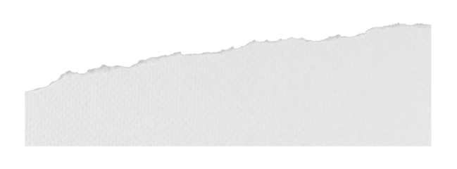 piece of blank white paper texture background torn and ripped on transparent background. document frame design