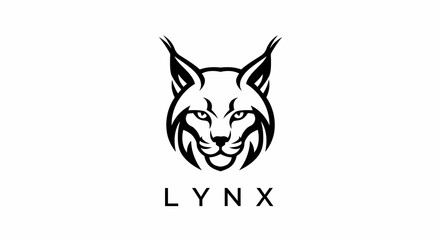 Obraz premium Bold Black and White Lynx Head Logo Design