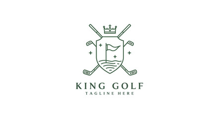 Elegant Golf Crest Logo with Crown and Clubs