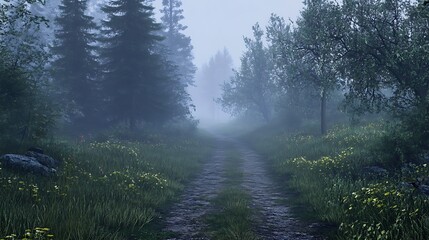 Fototapeta premium Misty forest path