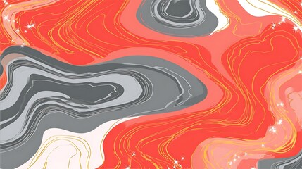 Coral gray with gold flow sparkle