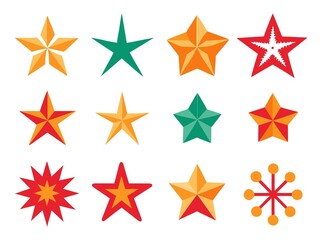 Fototapeta premium Photo of collection of colorful christmas star shapes