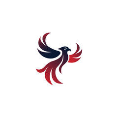Elegant Gradient Phoenix Bird Logo &ndash; Red and Black Silhouette
