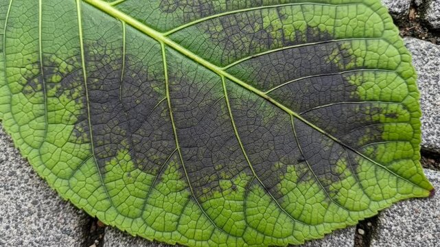 Close-up of Hydrangea Leaf with Cercospora Leaf Spot