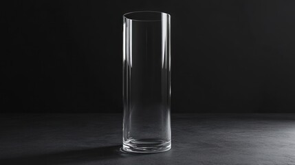 Clear glass vase on dark background