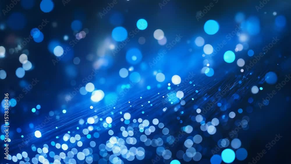 Poster abstract blue particles background flowing over wavy grid pattern