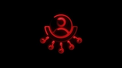 Cyber human interface icon depicting connection and network with glowing neon lines