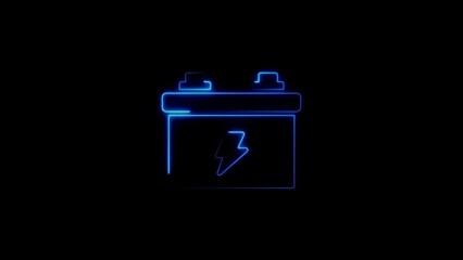 Illuminated blue outline of a car battery depicting power and electrical energy