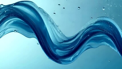 Abstract Wave of Transparent Blue Liquid Forms and Splashes in a Seamless Flow - Powered by Adobe