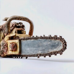 hazardous chain saw  isolated on white