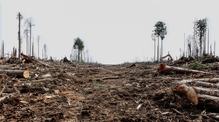 hazardous deforested area  isolated on white