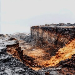 hazardous mining pit  isolated on white