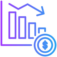 Money loss icon for gross domestic product (GDP), business, website, application, printing, document, poster design, etc