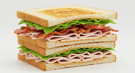 Gardinen Smakelijke club sandwich knapperig brood zacht licht. AI Generated © Lucas