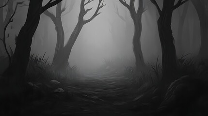 Misty forest pathway