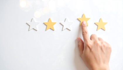 Hand points to a gold star rating