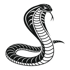 Fototapeta premium Black and White Cobra Silhouette Illustration Striped Serpent