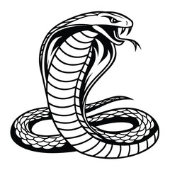 Fototapeta premium Black Cobra Silhouette Illustration Venomous Serpent Graphic