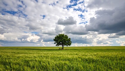 Single tree in a field under dramatic sky (1)