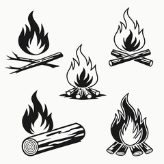 Campfire flames logs branches camping