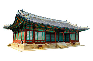 Tongmyeongjeon Hall Korea traditional wooden structure houused isolate on transparent background.