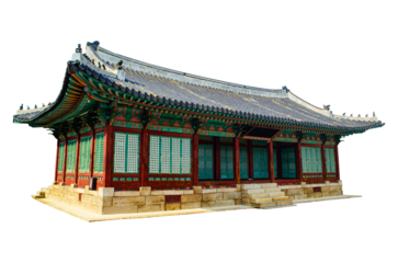 Tongmyeongjeon Hall Korea traditional wooden structure houused isolate on transparent background.