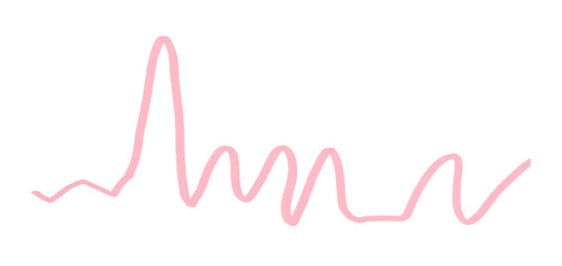 Pink ink pen line, underline, isolated on transparent background. Simple ink pen scribble effect. Suitable for business and school presentation design.